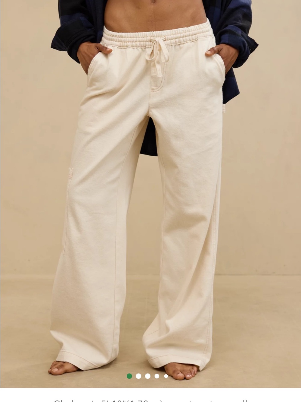 Aerie Low and Slouchy Trouser in Cream